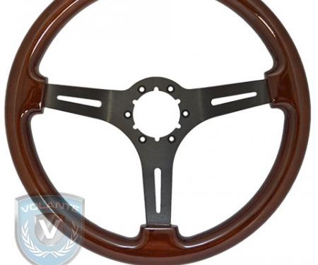 Volante S6 Sport Steering Wheel, Wood and Matte Black Center, 3 Spoke
