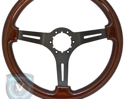 Volante S6 Sport Steering Wheel, Wood and Matte Black Center, 3 Spoke