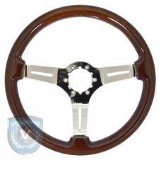 Volante S6 Sport Steering Wheel, Wood with Chrome Center, 3 Spoke