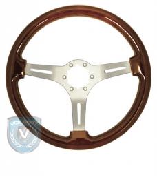 Volante S6 Sport Steering Wheel, Wood and Brushed Center, 3 Spoke