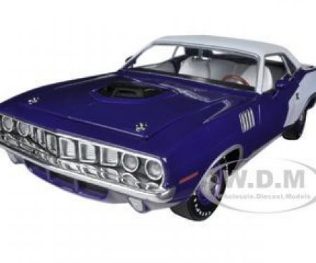 1971 Plymouth Cuda Hemi Violet with White Vinyl Roof 1/24 Diecast Model