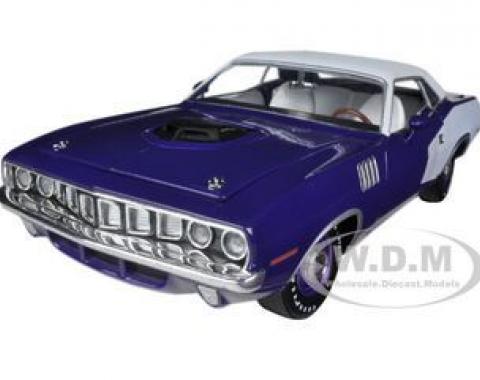 1971 Plymouth Cuda Hemi Violet with White Vinyl Roof 1/24 Diecast Model