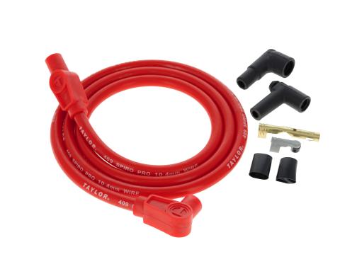 Taylor Cable Universal 10.4mm 409 Series Spark Plug/Coil Wire Repair Kits, 90&deg;/180&deg; Plug Boot, Red 45923