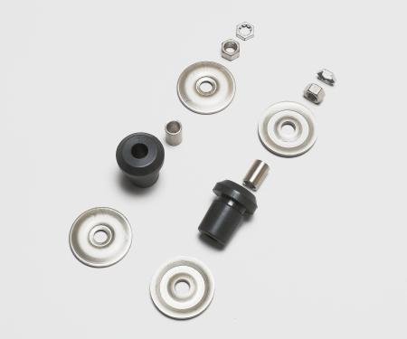 Detroit Muscle Technologies Mopar A B C E Body 62-76 Front Shock Rubber Grommets & Hardware - STAINLESS CHR2298933-BUNDLE