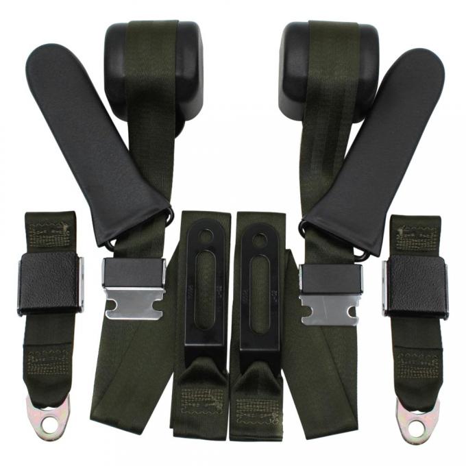 SeatBelt Solutions 1968-1970 Mopar A-Body 3 Point Conversion with Center Lap Belt Bench 3-6870A35002BEN | Military Green