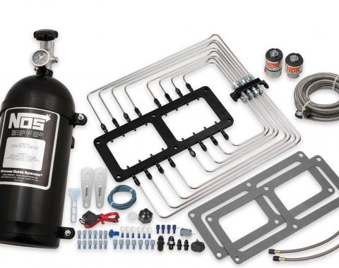 NOS Supercharger Wet Nitrous System, Black Injector Plate, Black Plumbing, Black 10 Lb Bottle 02520BNOS