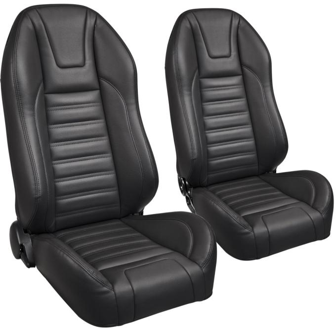 TMI Pro-High Back Bucket Seats, Sport Pattern  Charcoal Black Verona Vinyl W/Black Stitch 47-9100-6525-BKS
