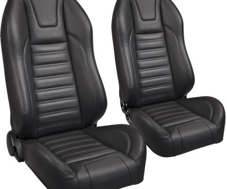 TMI Pro-High Back Bucket Seats, Sport Pattern  Charcoal Black Verona Vinyl W/Black Stitch 47-9100-6525-BKS