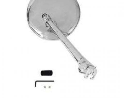 Universal Peep Mirror - Chrome Straight Arm - Right Or Left - 3 Diameter Stainless Steel Head