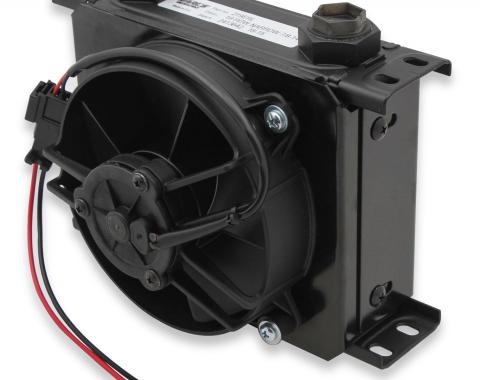 Earl's UltraPro Oil Cooler w/ Fan Pack, Black, 19 Rows, Narrow Cooler, 10 O-Ring Boss Female Ports FP219ERL