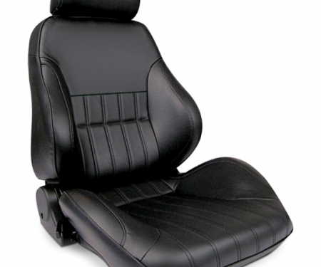 Procar Smoothback Rally Seat, with Headrest, Right, Black Leather