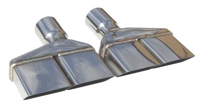 Pypes Exhaust Tail Pipe Tip Set 70-74 Challenger 2.5 in Dual Rectangle Clamp On Hardware Not Incl Polished 304 Stainless Steel Pair Exhaust EVT86
