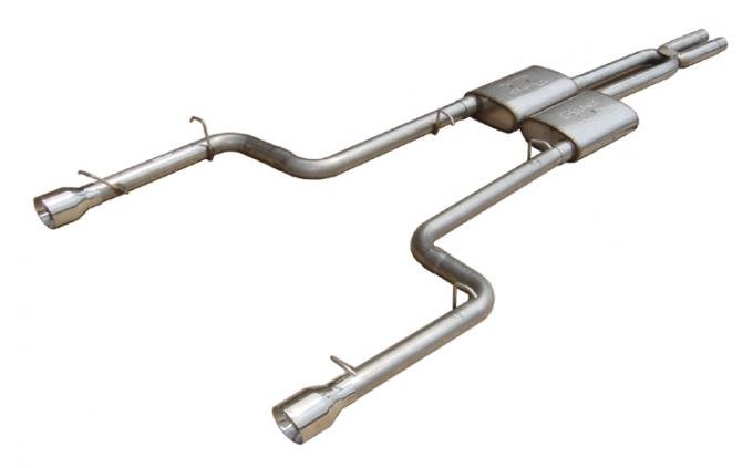 Pypes Cat Back Exhaust System Split Rear Dual Exit 06-10 Charger V6 2.5 in Intermediate And Tail Pipe Street Pro Muffler/Hardware/4 in Polished Tips Incl Natural Finish 409 Stainless Steel Exhaust SMC12S
