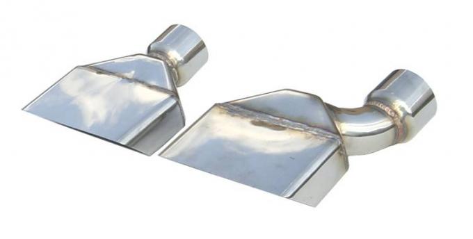 Pypes Exhaust Tail Pipe Tip Set 70-74 Cuda 2.5 in Rectangle Clamp On Hardware Not Incl Polished 304 Stainless Steel Pair Exhaust EVT87