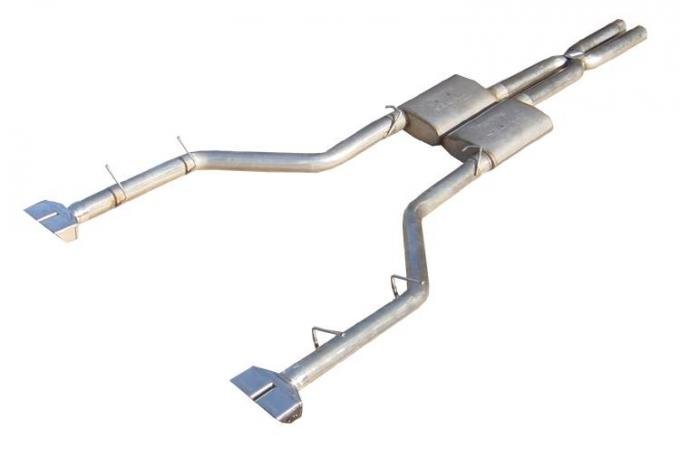 Pypes Cat Back Exhaust System Split Rear Dual Exit 08-14 Challenger V6 2 in Intermediate Pipe 2.5 in Tail Pipe Street Pro Muffler/Hardware/Polished Tips Incl Natural Finish 409 Stainless Steel Exhaust SMC22S