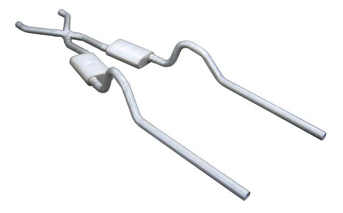 Pypes Crossmember Back w/X-Pipe Exhaust System Split Rear Dual Exit 2.5 in Intermediate And Tail Pipe 18 in Street Pro Mufflers/Hardware Incl Tip Not Incl Exhaust SMB10S33