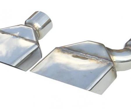 Pypes Exhaust Tail Pipe Tip Set 70-74 Cuda 2.5 in Rectangle Clamp On Hardware Not Incl Polished 304 Stainless Steel Pair Exhaust EVT87