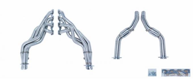 Pypes Exhaust Header 1-7/8 in Primary 30 in Collector Long Tube Catted Downpipe 304 Stainless Steel Polished Exhaust HDR40SK-1