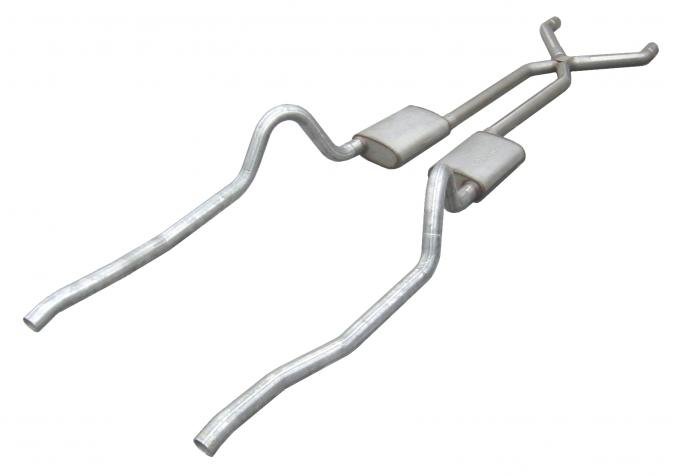 Pypes Crossmember Back w/X-Pipe Exhaust System 67-73 Mopar A-Body Split Rear Dual Exit 2.5 in Intermediate And Tail Pipe Violator Mufflers/Hardware Incl Tip Not Incl Exhaust SMA10V