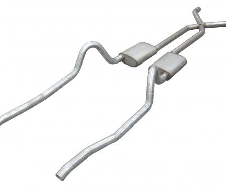 Pypes Crossmember Back w/X-Pipe Exhaust System 67-73 Mopar A-Body Split Rear Dual Exit 2.5 in Intermediate And Tail Pipe Race Pro Mufflers/Hardware Incl Tip Not Incl Exhaust SMA10R