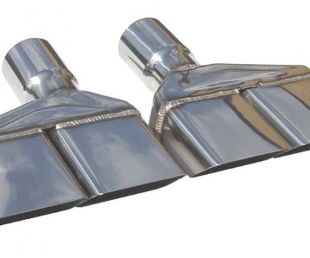 Pypes Exhaust Tail Pipe Tip Set 70-74 Challenger 2.5 in Dual Rectangle Clamp On Hardware Not Incl Polished 304 Stainless Steel Pair Exhaust EVT86