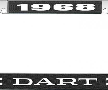 OER 1968 Dart License Plate Frame - Black and Chrome with White Lettering LF120168A