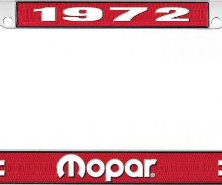 OER 1972 Mopar License Plate Frame - Red and Chrome with White Lettering LF121072C