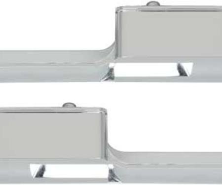 OER 1968-69 Barracuda, 1968-72 Dart, Demon, Valiant, Duster, Scamp, Front Arm Rest Base Set, Chrome, Pair MA1533