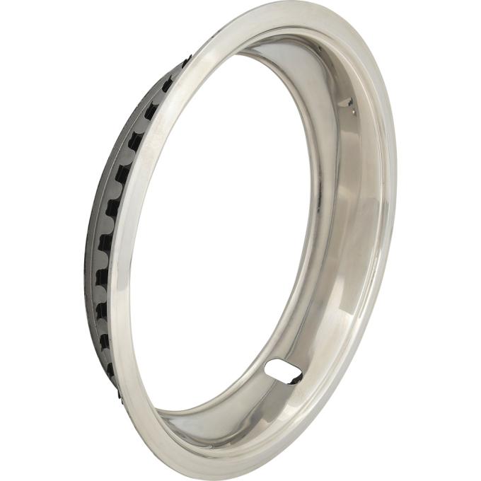 OER 14" x 6" or 14" x 7" Factory Style Rallye Wheel Trim Ring, 2-1/2" Deep, Stainless Steel, Polished MW924