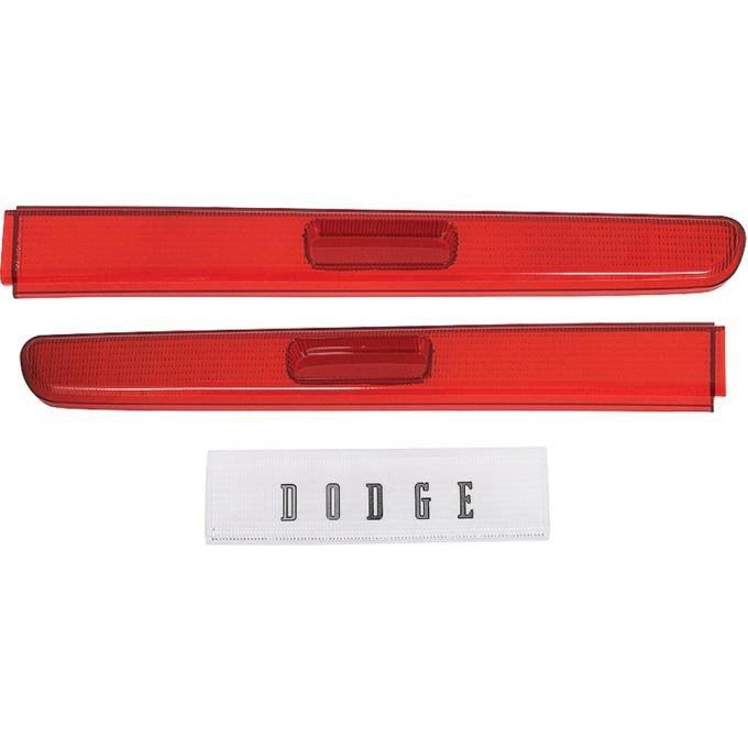OER 1970 Dodge Challenger, Tail Lamp Lens and Back Up Lens Set, with Dodge Lettering ME1530