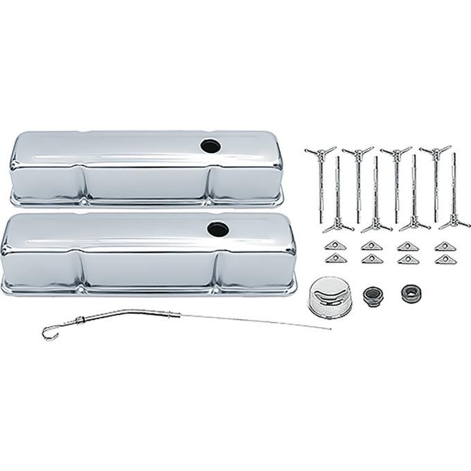 Chevrolet Engine Dress-Up Set, Small Block, Tall Profile Valve Covers, T-Bolts, Chrome