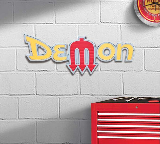 OER Photorealistic Metal Sign, Demon Logo, Measures 18" X 7" PS500114