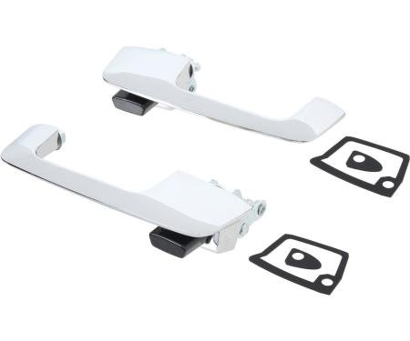 OER 1967-70 Dodge, Plymouth A, B-Body, Front Outer Door Handle Set, with Black Buttons MD4231