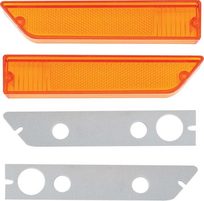 OER 1970-71 Challenger, Front Side Marker Lens and Gasket Set, 4 Piece Set ME1513