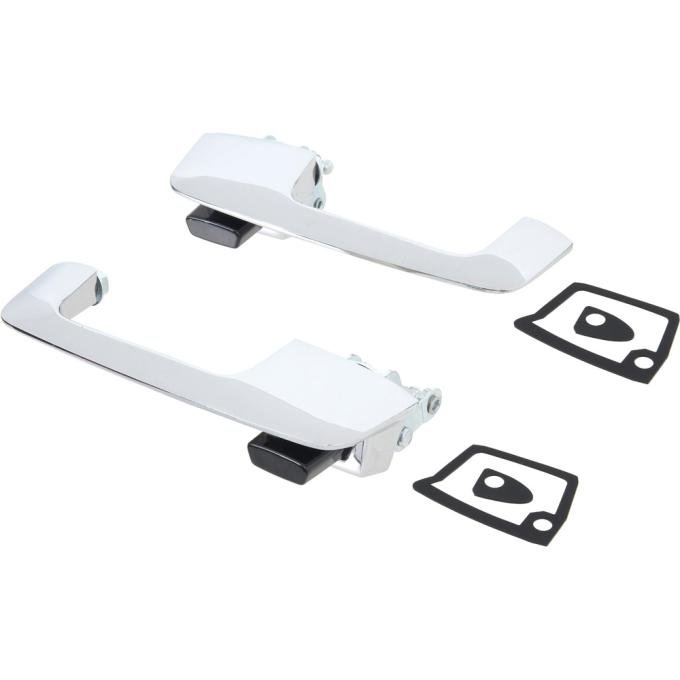 OER 1967-70 Dodge, Plymouth A, B-Body, Front Outer Door Handle Set, with Black Buttons MD4231