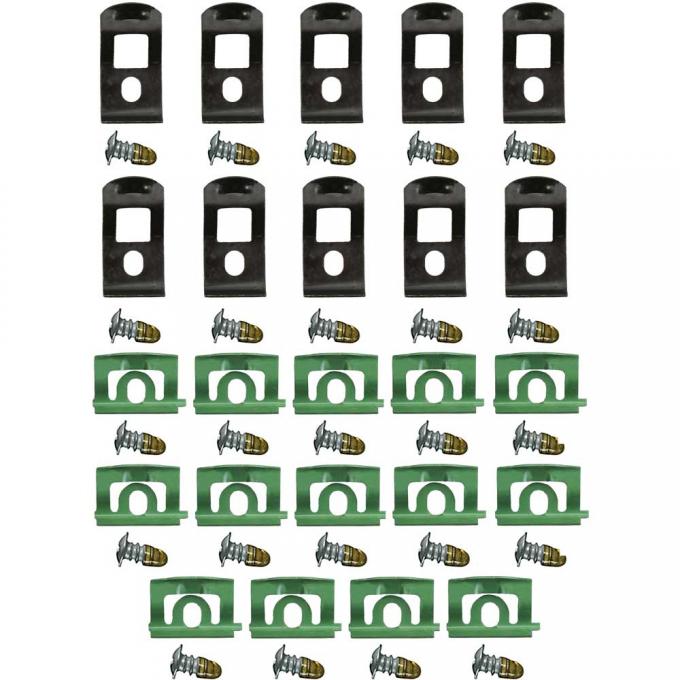 1966-67 Charger, Coronet, Belvedere, Satellite, Front Windshield Molding Clip Set, 2 Door Hardtop, Convertible, 24 Piece Set