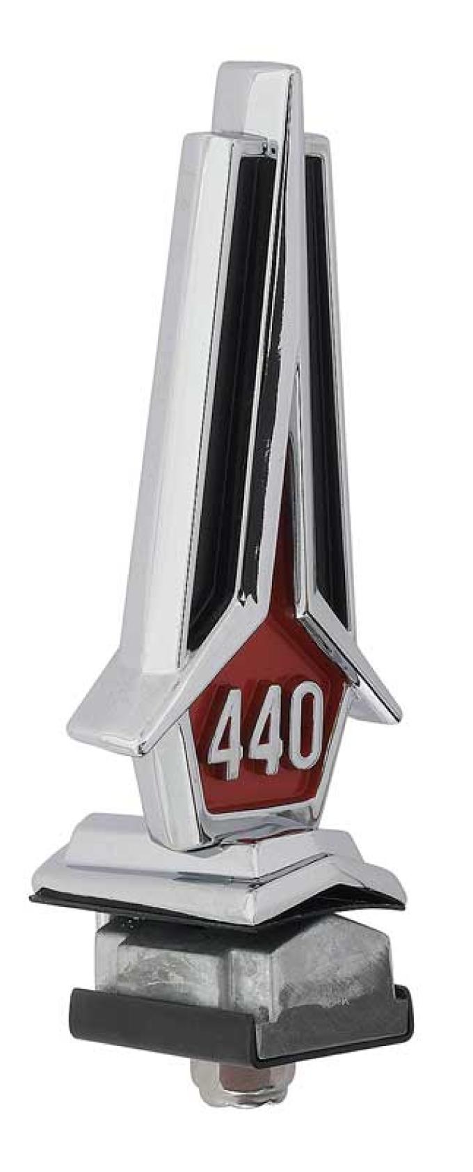 OER 1967 Plymouth GTX, 440 Hood Ornament Assembly Set, Mopar Licensed 2785534