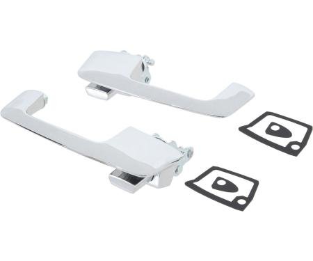OER 1967-70 Dodge, Plymouth A & B Body, Front Outer Door Handle Set, with Chrome Buttons, Mountng Hardware MB2262
