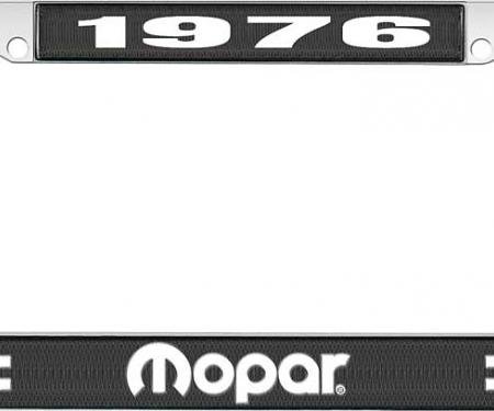 OER 1976 Mopar License Plate Frame - Black and Chrome with White Lettering LF121076A