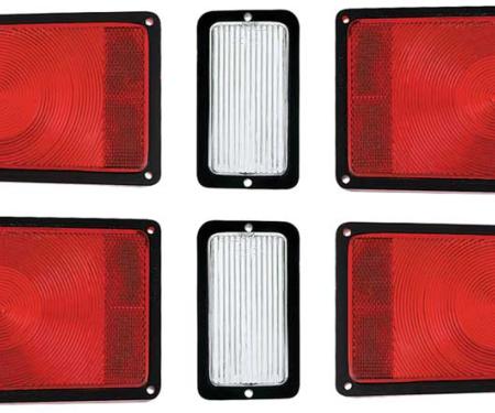 1971 Dodge Charger, Tail Lamp Lens Set, With Back Up Lenses, 6 Lens Set