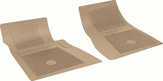 1967-81 Impala, Bel Air, Caprice, Pickup, Blazer, Suburban, Bow Tie Floor Mat Set, Front, Fawn, Pair