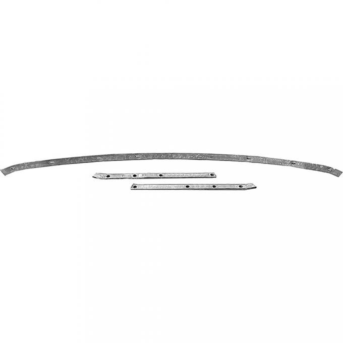 1969-70 Dodge Polara, Plymouth Fury, Convertible Top Rear Tack Strip Bow Set, Tacking Rail, Trimstick, 3-Piece