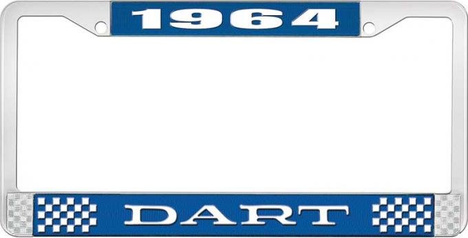 OER 1964 Dart License Plate Frame - Blue and Chrome with White Lettering LF120164B