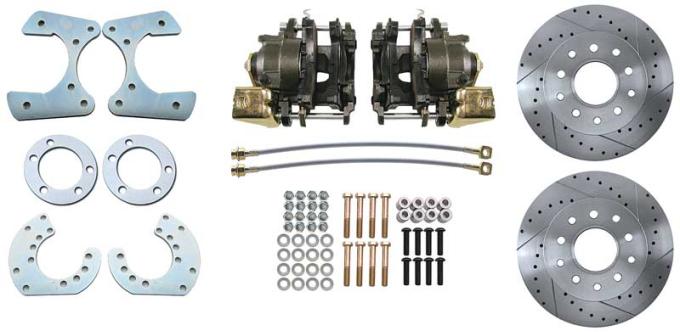 OER 1960-76 Dodge, Plymouth, Rear Disc Brake Conversion Kit, For 8-3/4" Rear End, Drilled and Slotted 11" Rotors, Stainless Braided Hoses MP500551