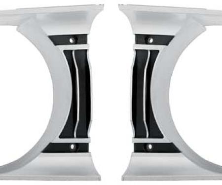 Pair Of Headlight Bezels For 1969-1972 Chevy Truck C-10 & Blazer – LH & RH, Silver Gearhead Rims