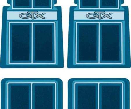 1967-1971 Plymouth GTX, Custom Logo Floor Mat Set, Blue, 4 Piece Set