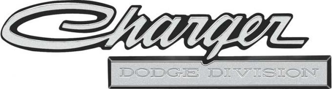 1971 Dodge Charger, "Charger Dodge Division", Trunk Lid Emblem, Mopar Licensed