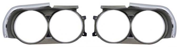 1971 Dodge Challenger, Headlamp Bezels, Argent Silver, RH and LH, Pair