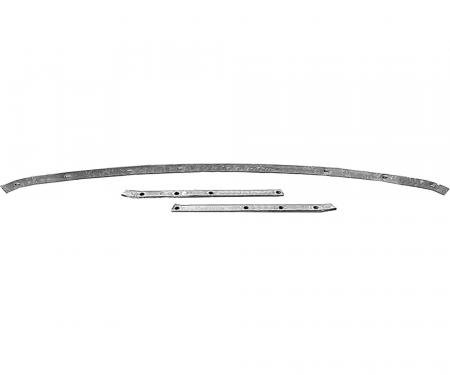 1969-70 Dodge Polara, Plymouth Fury, Convertible Top Rear Tack Strip Bow Set, Tacking Rail, Trimstick, 3-Piece