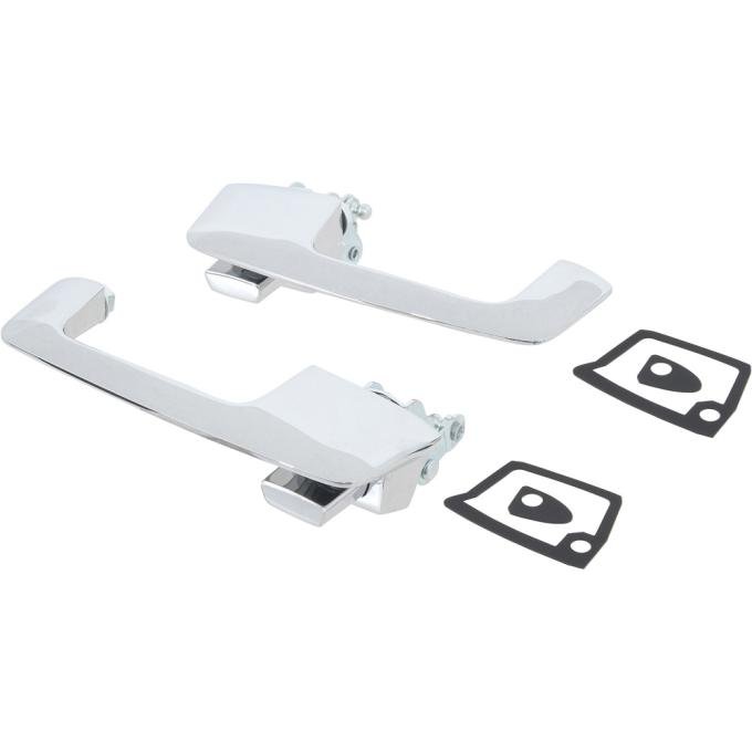 OER 1967-70 Dodge, Plymouth A & B Body, Front Outer Door Handle Set, with Chrome Buttons, Mountng Hardware MB2262